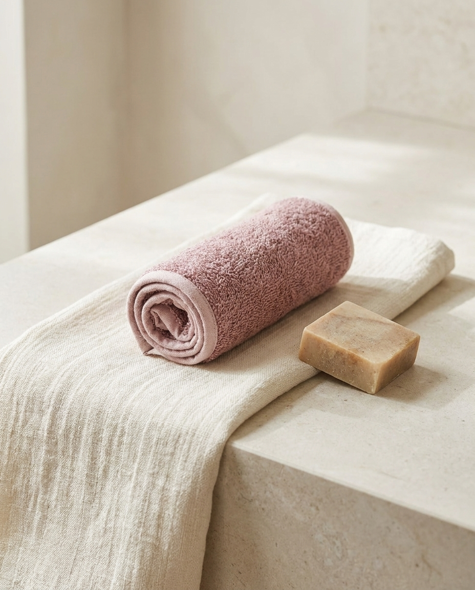 Bandeau rituel en éponge de coton rose poudré Sleeping Zen