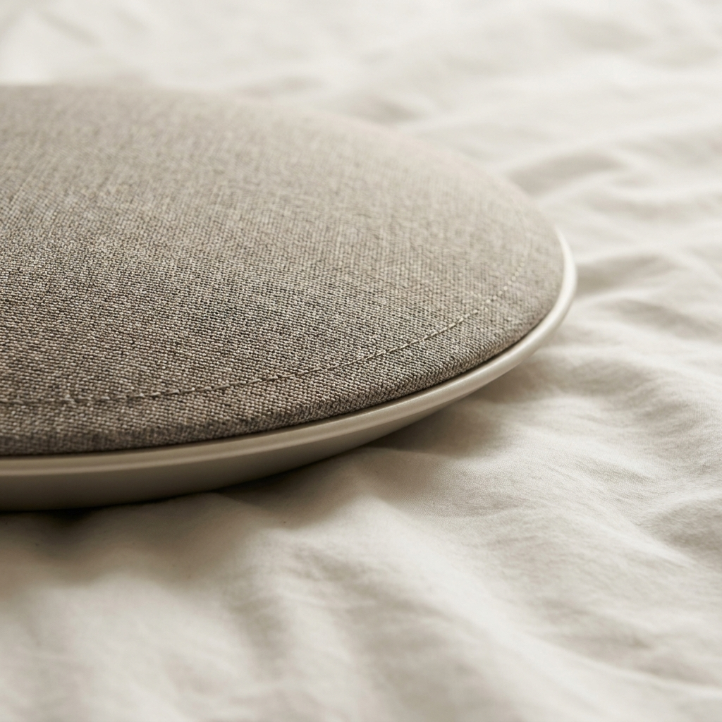 Profil ultra-fin de l'enceinte de sommeil en tissu gris — Sleeping Zen