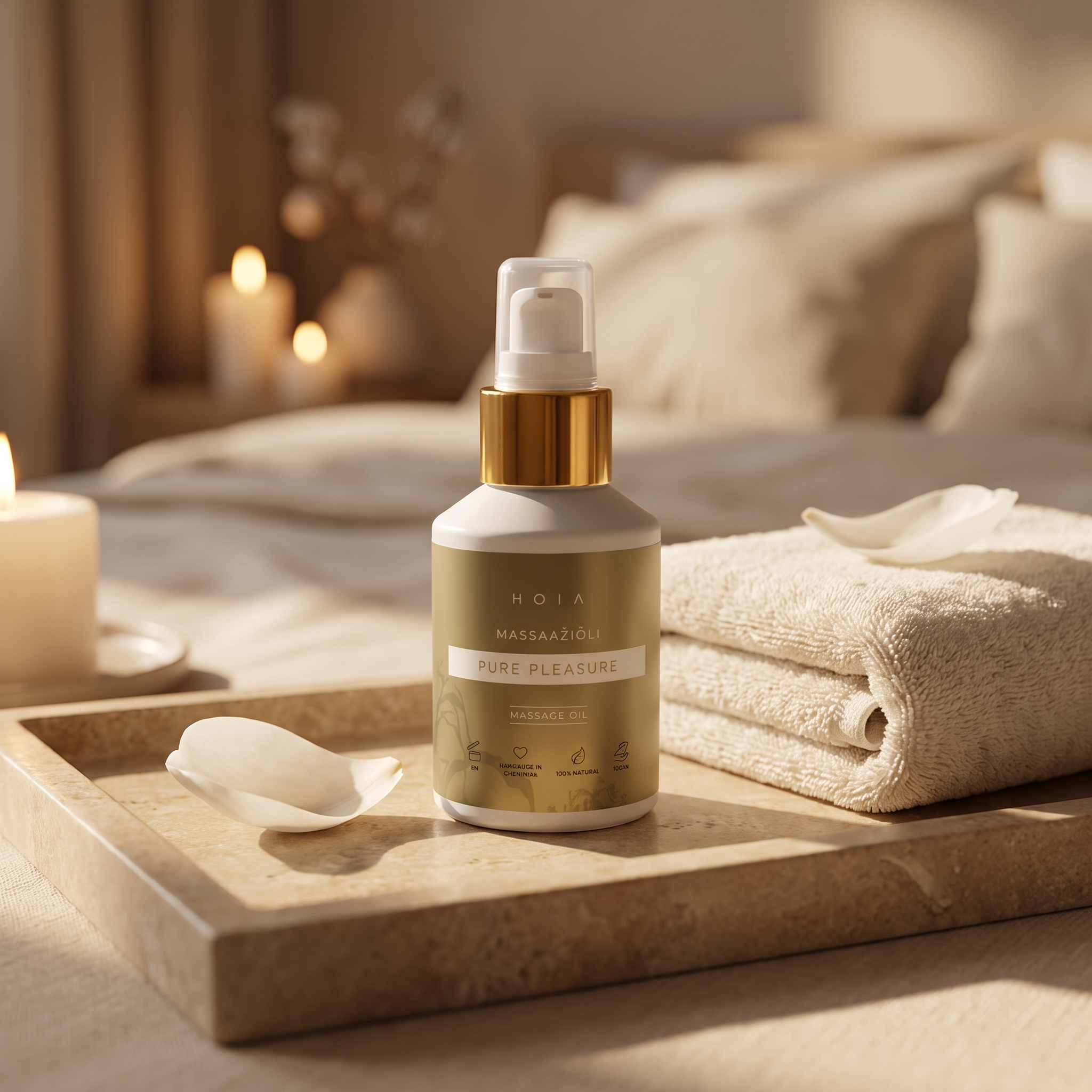 Huile de massage du soir Pure Pleasure — magnolia et poivre rose, ambiance bougie — Sleeping Zen