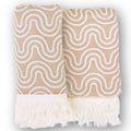 Drap de bain en bambou et coton, tissage jacquard, coloris sable