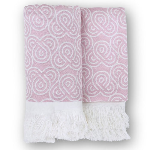 Drap de bain en bambou et coton, tissage jacquard, coloris rose